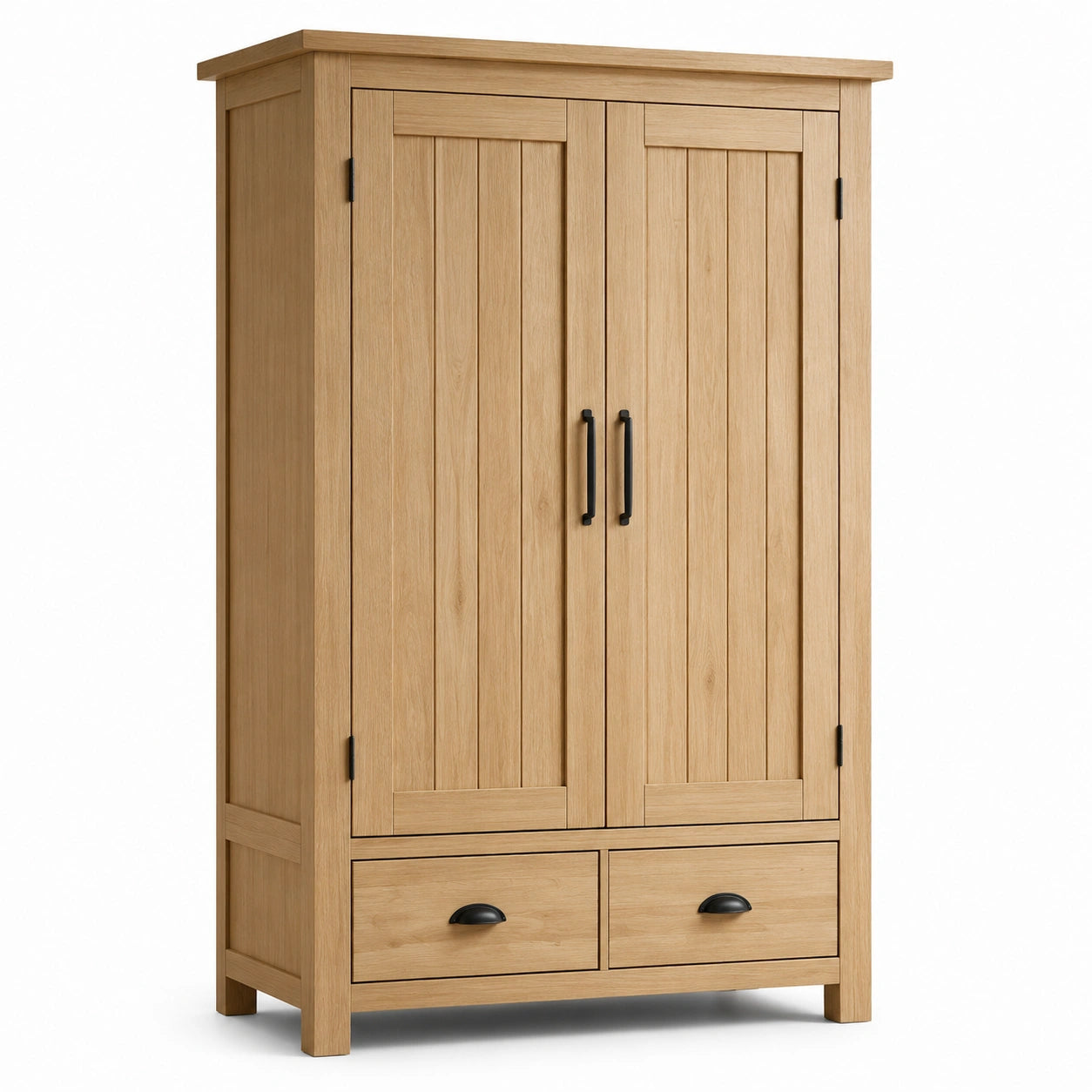 Armoire en bois avec portes battantes et tiroirs