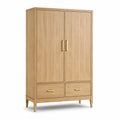Armoire en chêne avec poignées en métal doré 200x100x50 cm