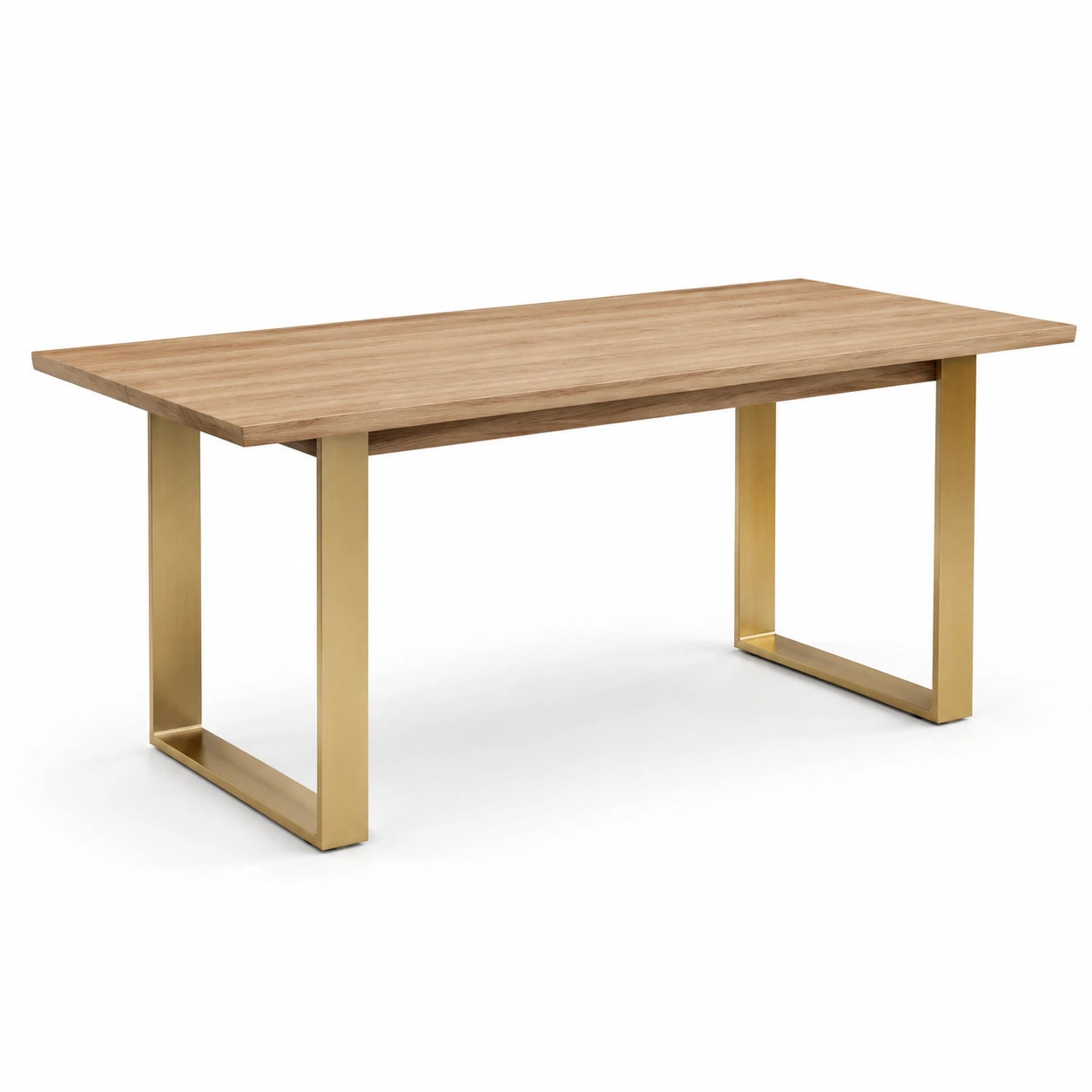 Table à manger en bois et métal doré 180x90x75 cm
