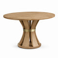 Table ronde en chêne massif avec anneau en laiton, diamètre 120 cm