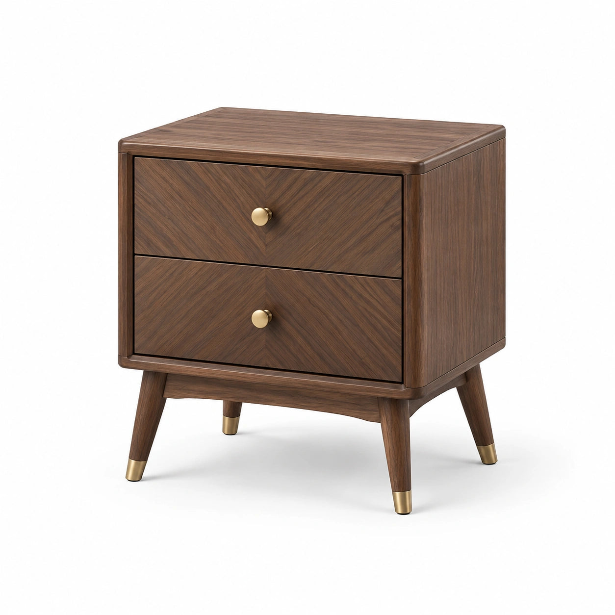 Table de chevet en bois avec poignées dorées