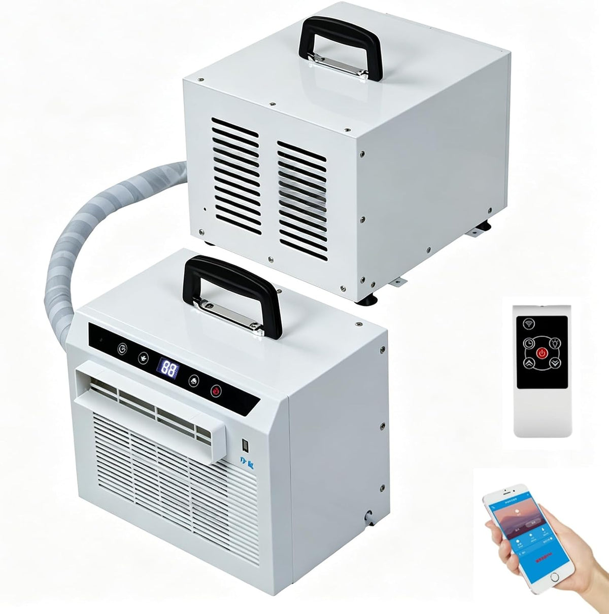 Climatiseur portable 1.5MConnectingPipe, 3000 Btu, avec Wi-Fi, avec télécommande, pour le bureau, Pvxa