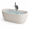 Baignoire îlot ovale en composite beige 170x75x58 cm