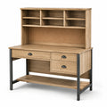 Bureau en bois de chêne et métal avec rangements 120x60x150cm