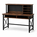 Bureau en bois avec étagères et cadre en métal noir 150x60x120 cm