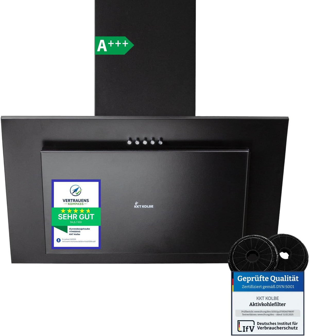 Hotte aspirante VTH6004S, 60 cm, acier inoxydable, noir, KKT KOLBE