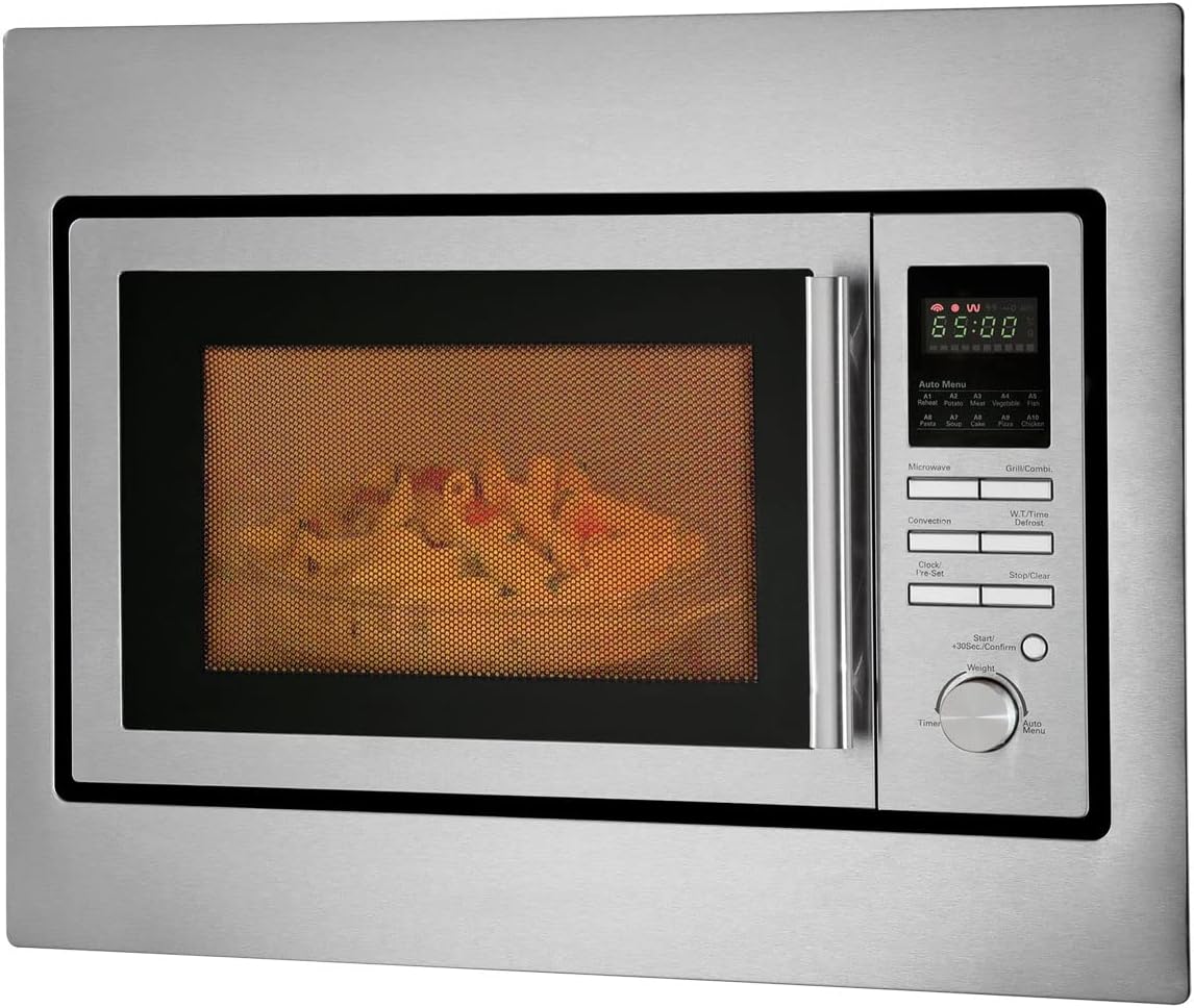 Four à micro-ondes MWG 2216, 32 cm, 25 L, acier inoxydable, encastrable, 3en1, 10 programmes, Bomann