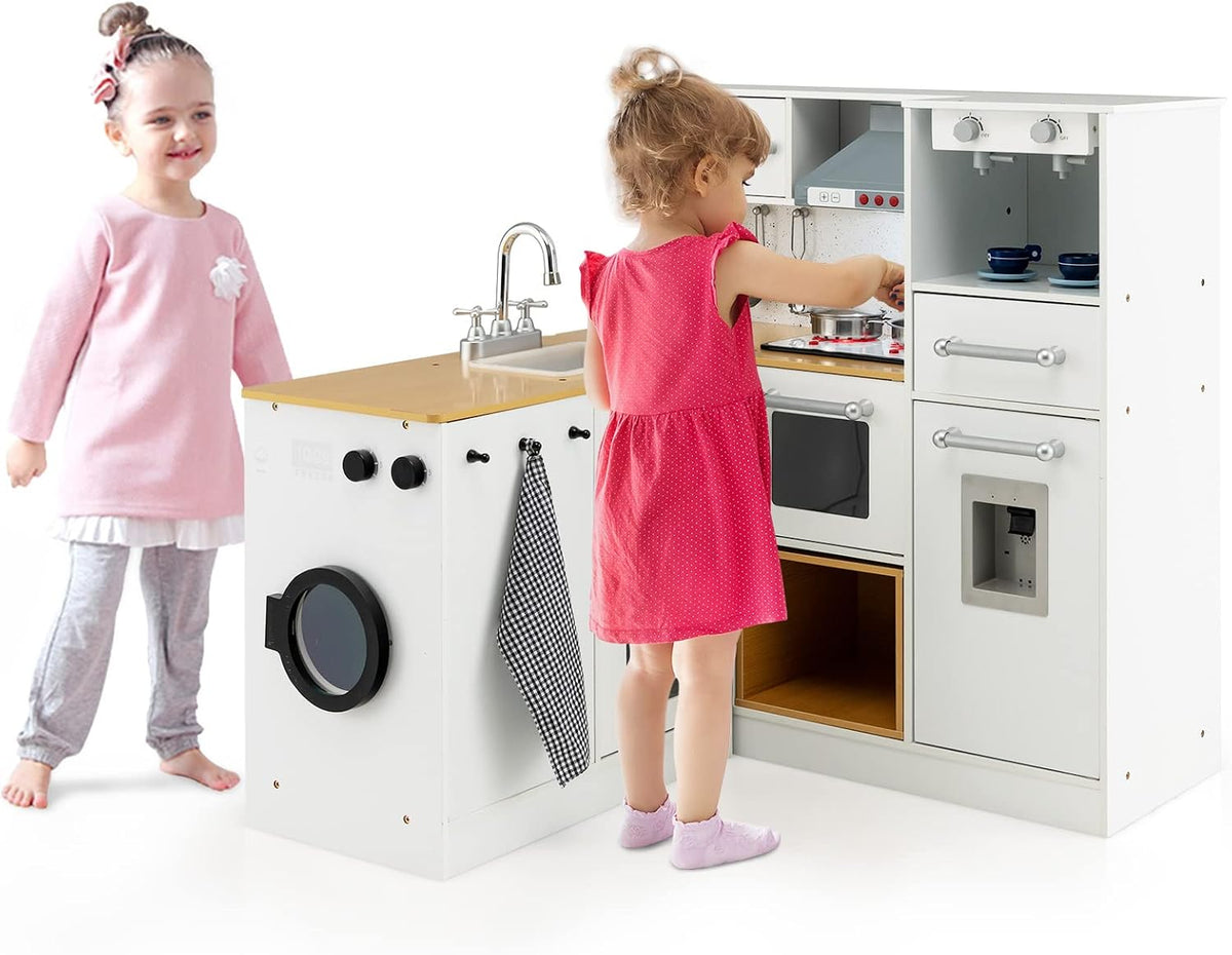 Cuisine jouet, 2 pièces, blanc, pour la cuisine, GOPLUS