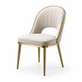 Chaise de salle à manger en métal doré et tissu beige