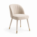 Chaise en tissu bouclé beige avec pieds en métal doré
