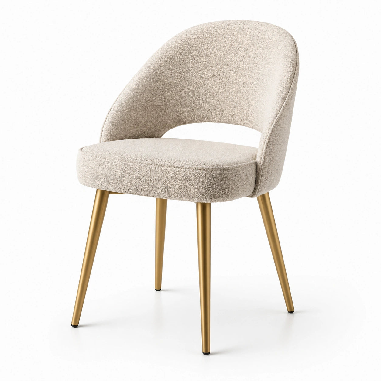 Chaise en tissu avec pieds métalliques dorés