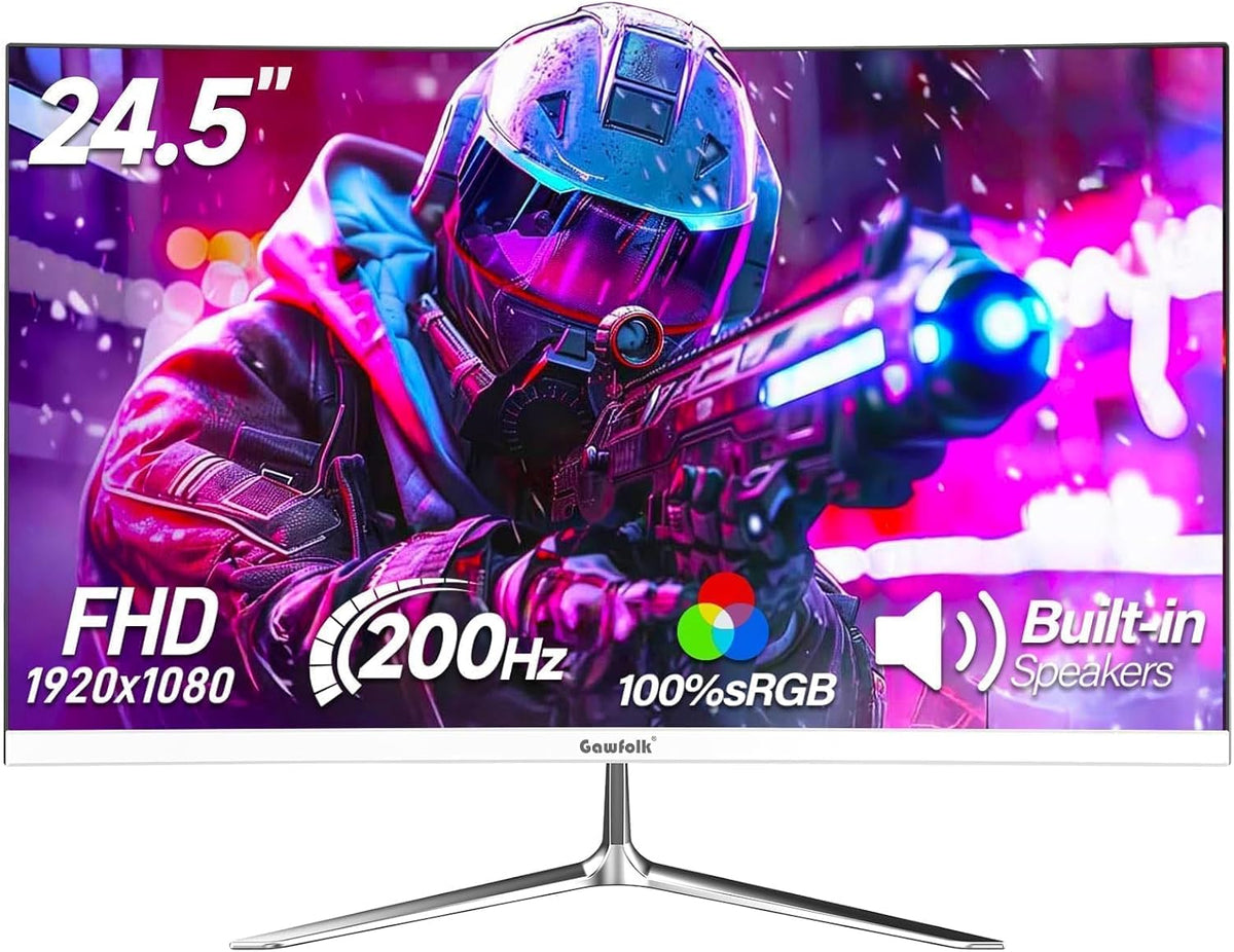 Moniteur 1ms, 24,5 pouces, 200 Hz, blanc, Gawfolk