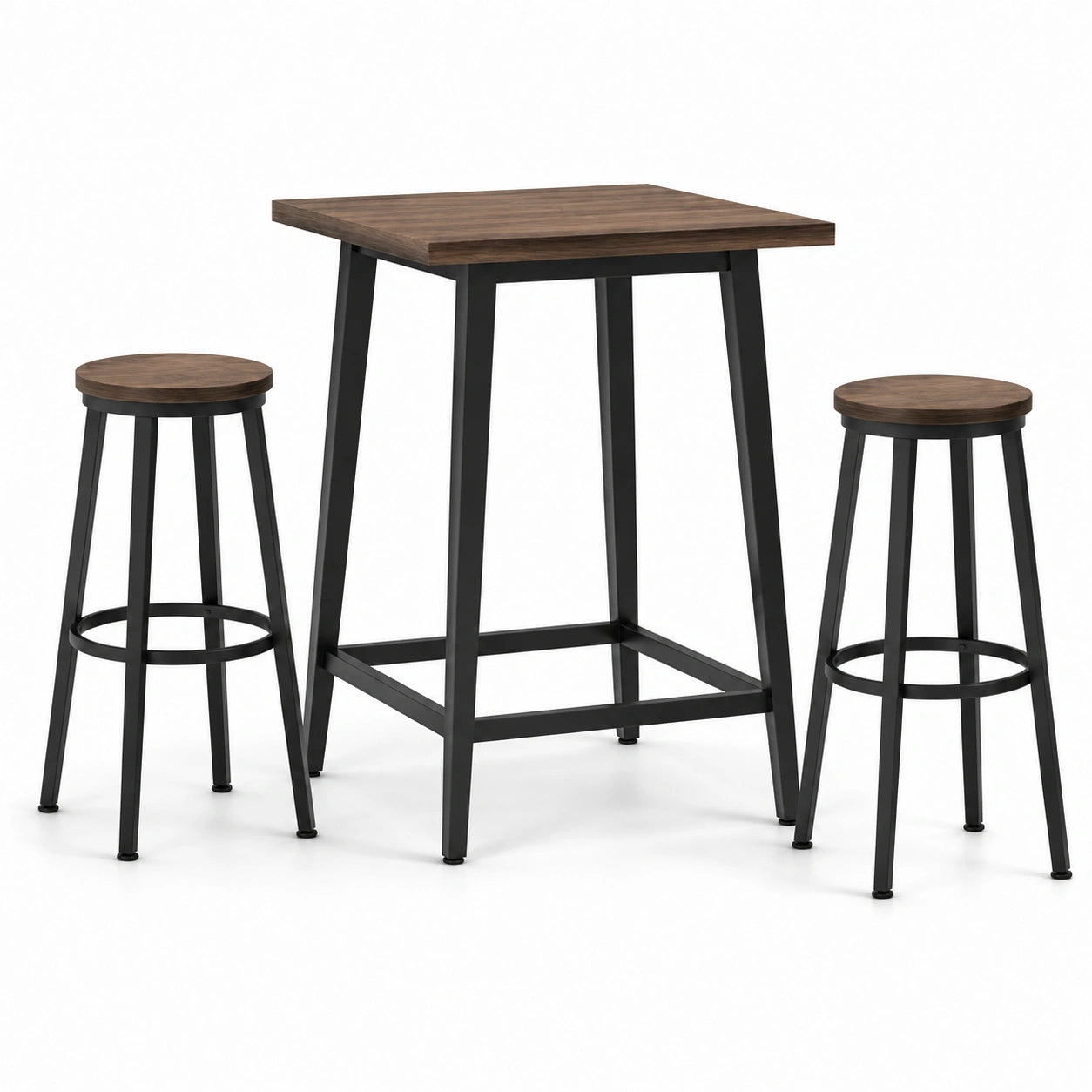 Ensemble table haute en bois et métal avec tabourets