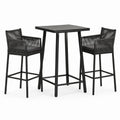 Ensemble de Table Haute et Tabourets en Aluminium et Corde Noir