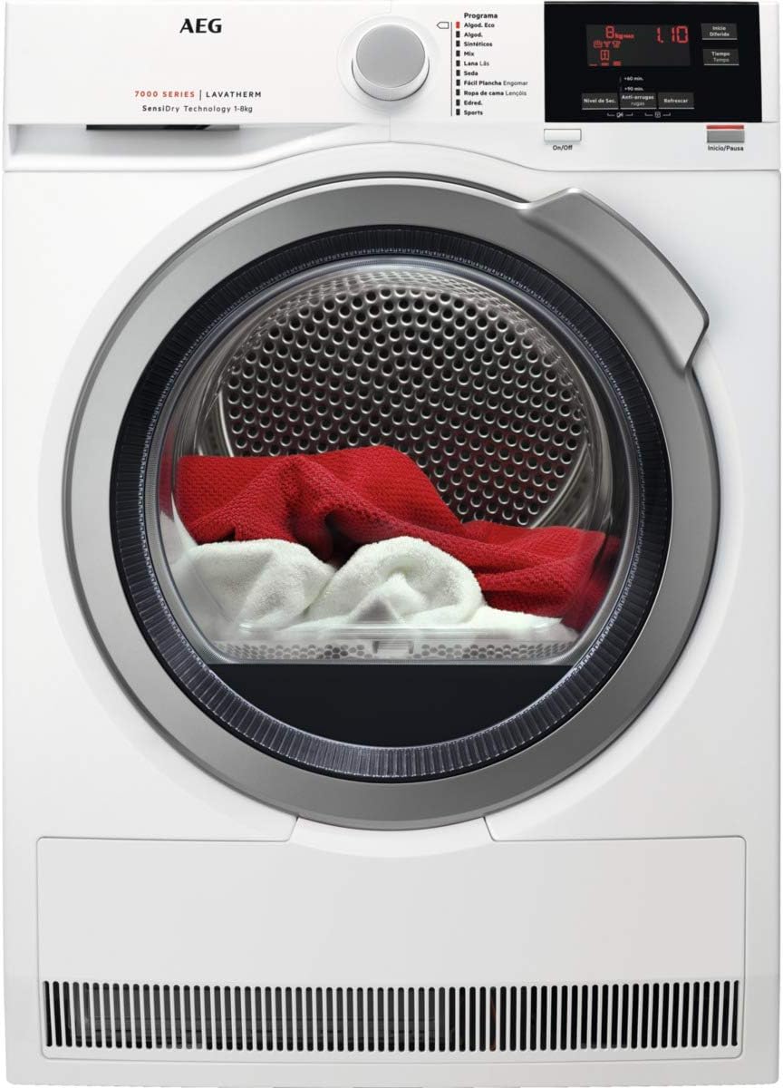 AEG T7DEG844 sèche-linge, 596 × 850 × 638 cm, 8 kg, blanc, pompe à chaleur