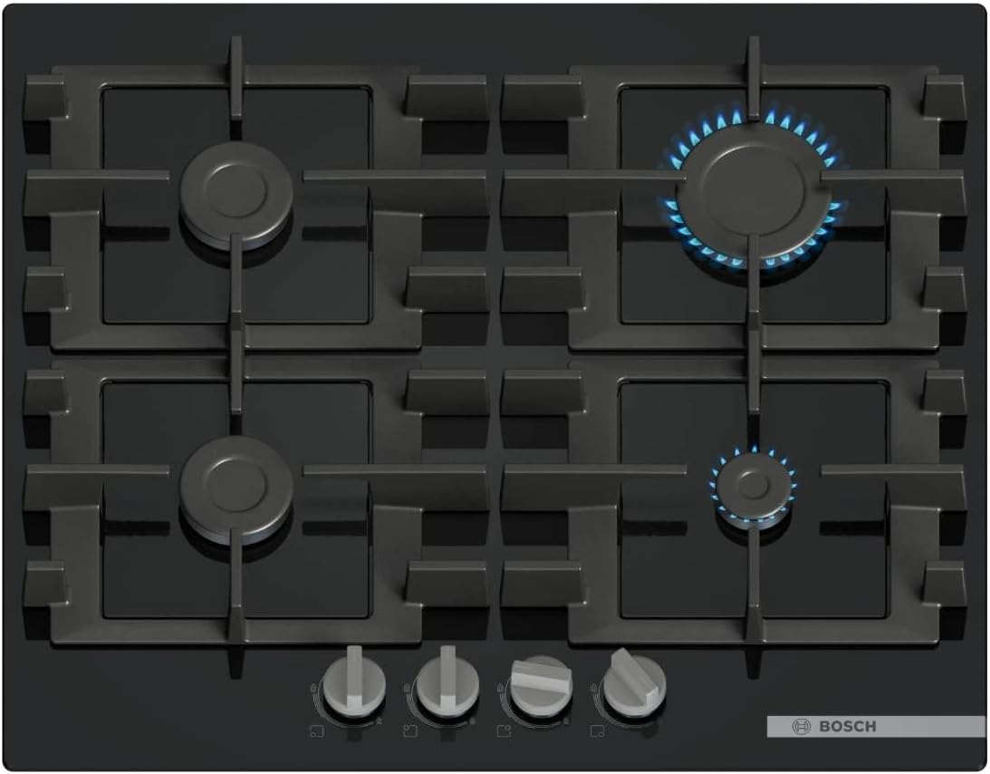 Bosch PNP6B6K40 table de cuisson, 60 cm, verre, noir, à gaz