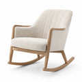 Fauteuil à bascule en bois et tissu bouclé ivoire