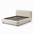 Lit double en bois et tissu bouclé beige 160x200 cm