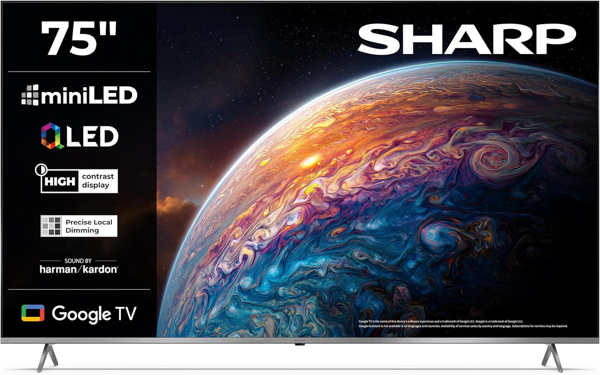 SHARP 75JP7265E téléviseur, 75 pouces, 144 Hz, 4K, QLED, Dolby Vision, Google TV