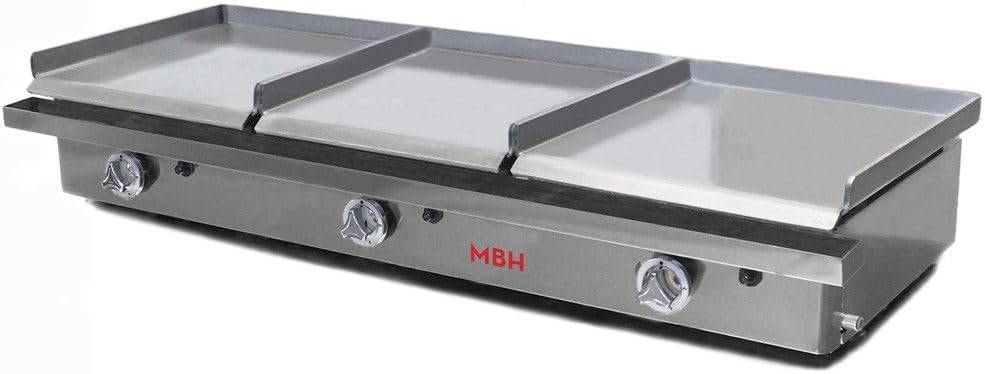 Plancha, 400 × 400 mm, acier, à gaz, MBH - MAQUINARIA BAR HOSTELERÍA