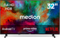 Téléviseur MD 832100, 80 cm, 32 pouces, commande intelligente, Full HD, Android TV, Bluetooth, MEDION