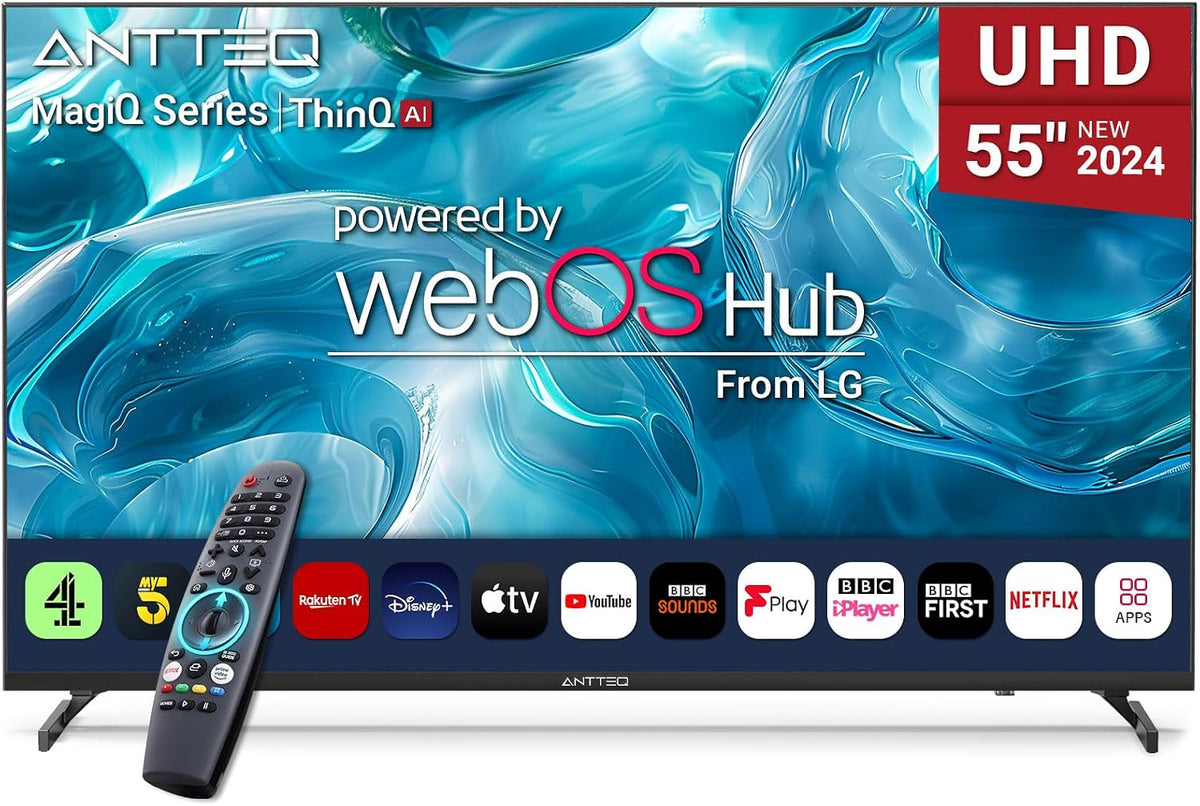 Téléviseur, 55 pouces, commande intelligente, noir, 4K, Antteq