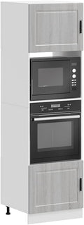 Meuble pour four et micro-ondes, 60 × 57 × 207 cm, 2 pièces, réglable, bois, gris, pour la cuisine, sephironlbb