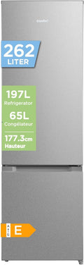 Réfrigérateur, 54,7 cm, 262 L, acier inoxydable, Comfee