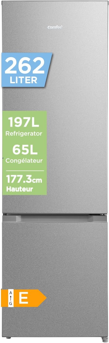 Réfrigérateur, 54,7 cm, 262 L, acier inoxydable, Comfee