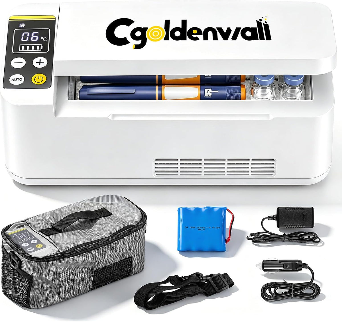 Réfrigérateur à insuline portable, 2–20 °C, réglable, CGOLDENWALL