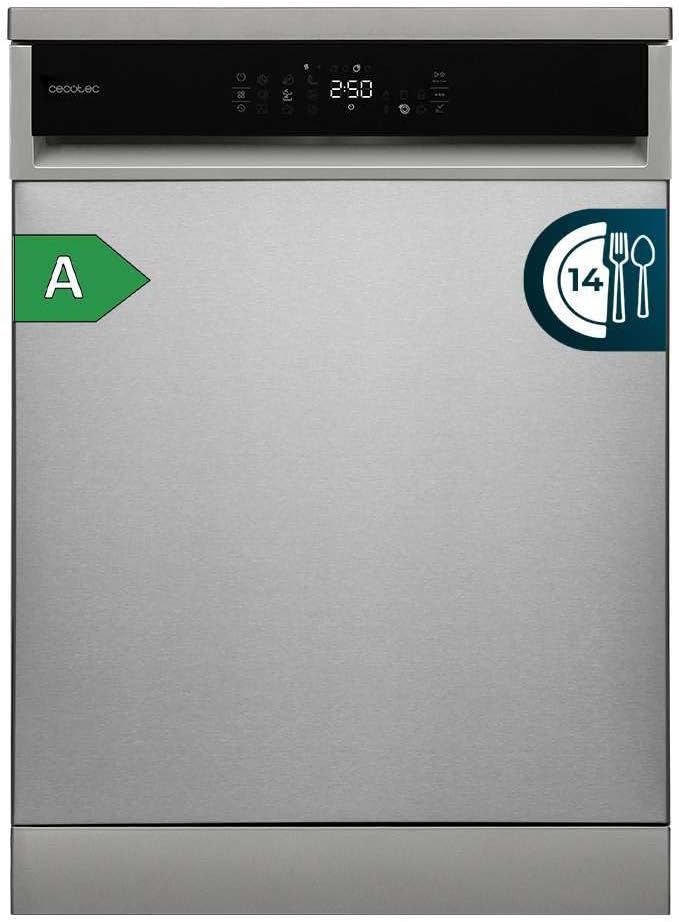 Cecotec lave-vaisselle, 60 cm, acier inoxydable, 14 couverts, 8 programmes