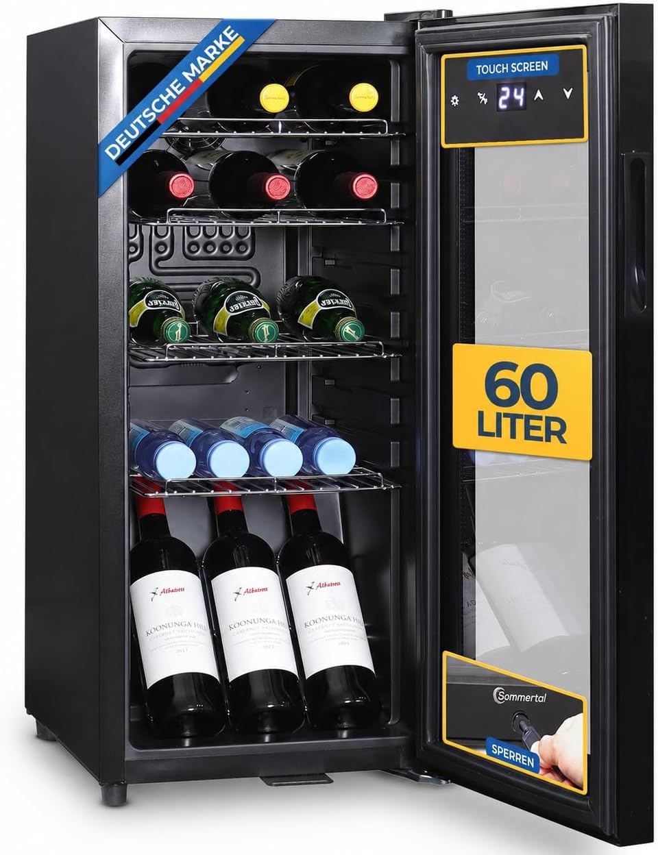 Réfrigérateur GK60, 60 L, avec éclairage LED, noir, Sommertal