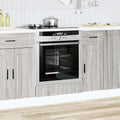 Meuble pour four et micro-ondes, 60 × 46 × 81,5 cm, réglable, bois, gris, compact, pour la cuisine, GeenYuu