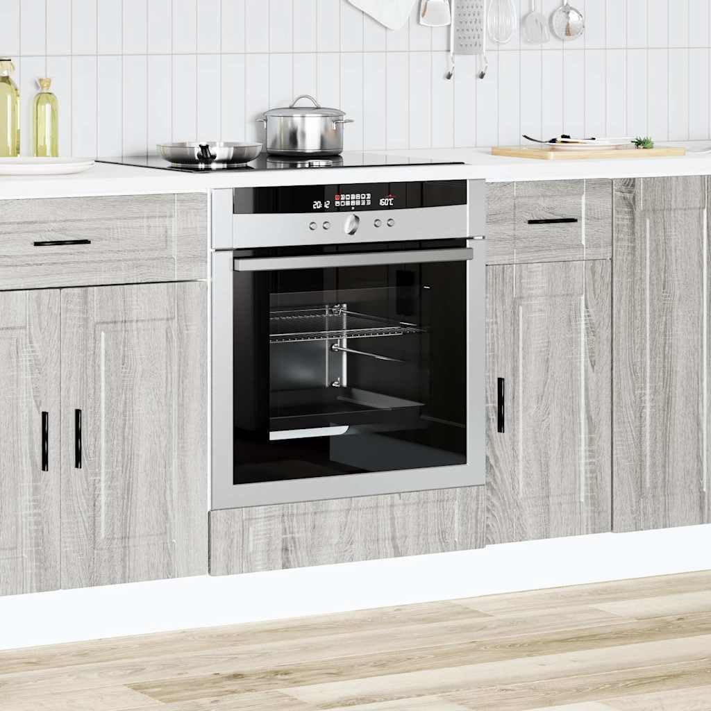Meuble pour four et micro-ondes, 60 × 46 × 81,5 cm, réglable, bois, gris, compact, pour la cuisine, GeenYuu
