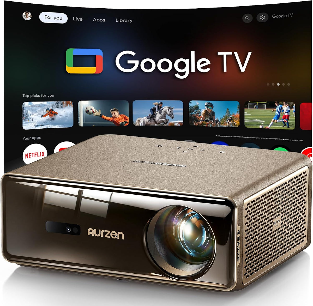 Vidéoprojecteur, 4K, Google TV, Aurzen