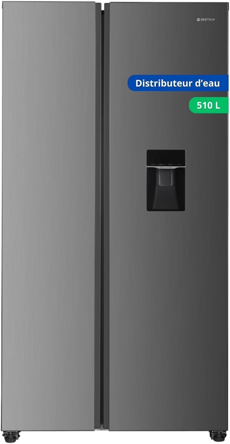 Réfrigérateur GSBS510IXT, 510 L, 324 L, 181 L, acier inoxydable, GEDTECH
