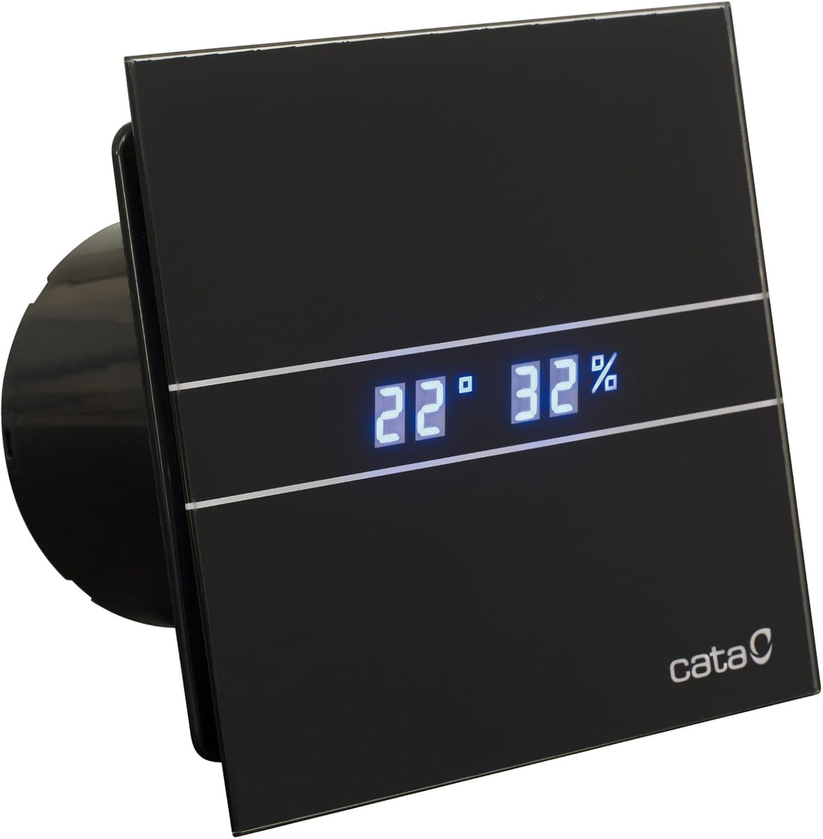 Ventilateur E-100, 115 m³/h, 17 dB, 8 W, avec éclairage LED, verre, noir, CATA