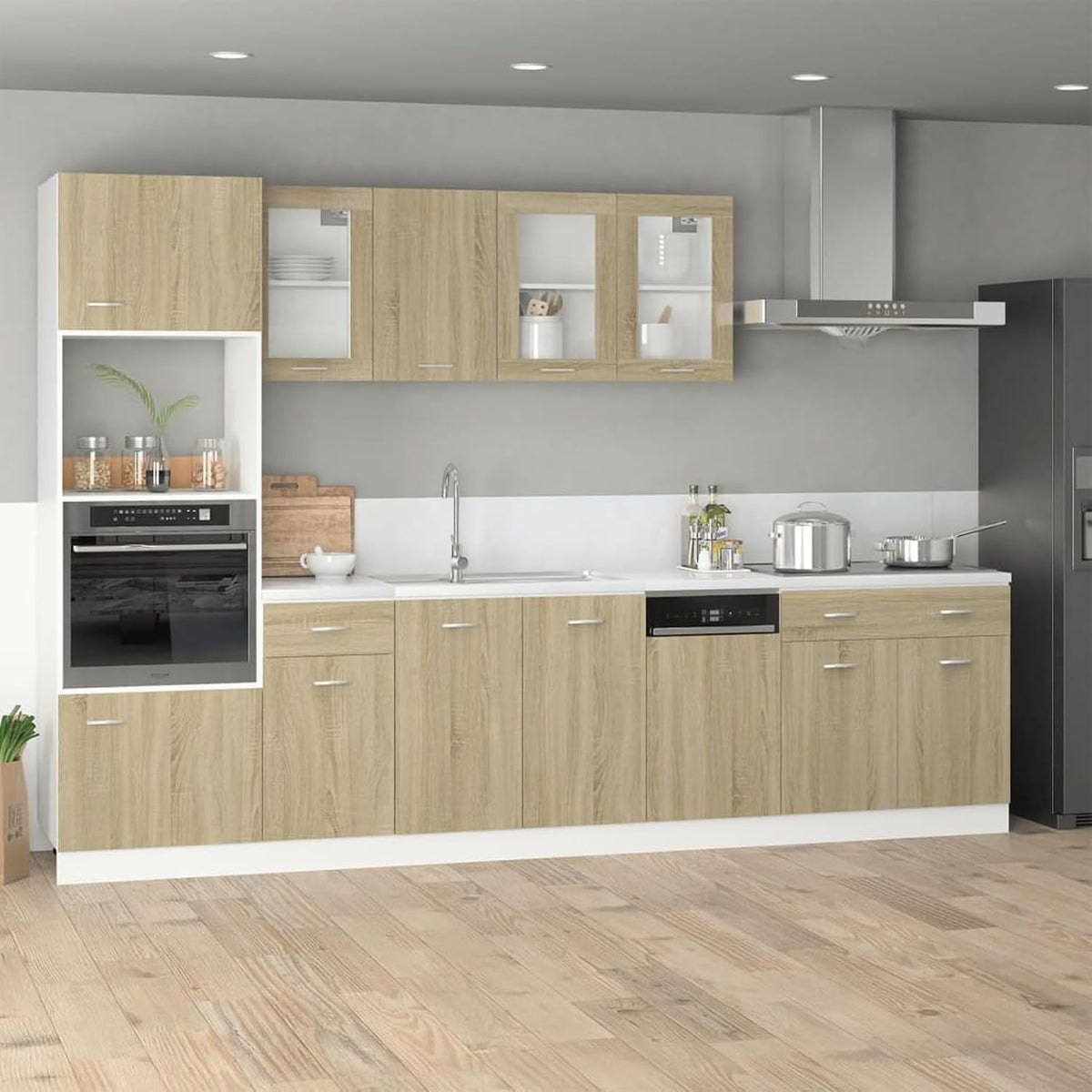 Meuble pour four et micro-ondes, 60 cm, bois, 2 portes, pour la cuisine, ATOMSTACK MAKER