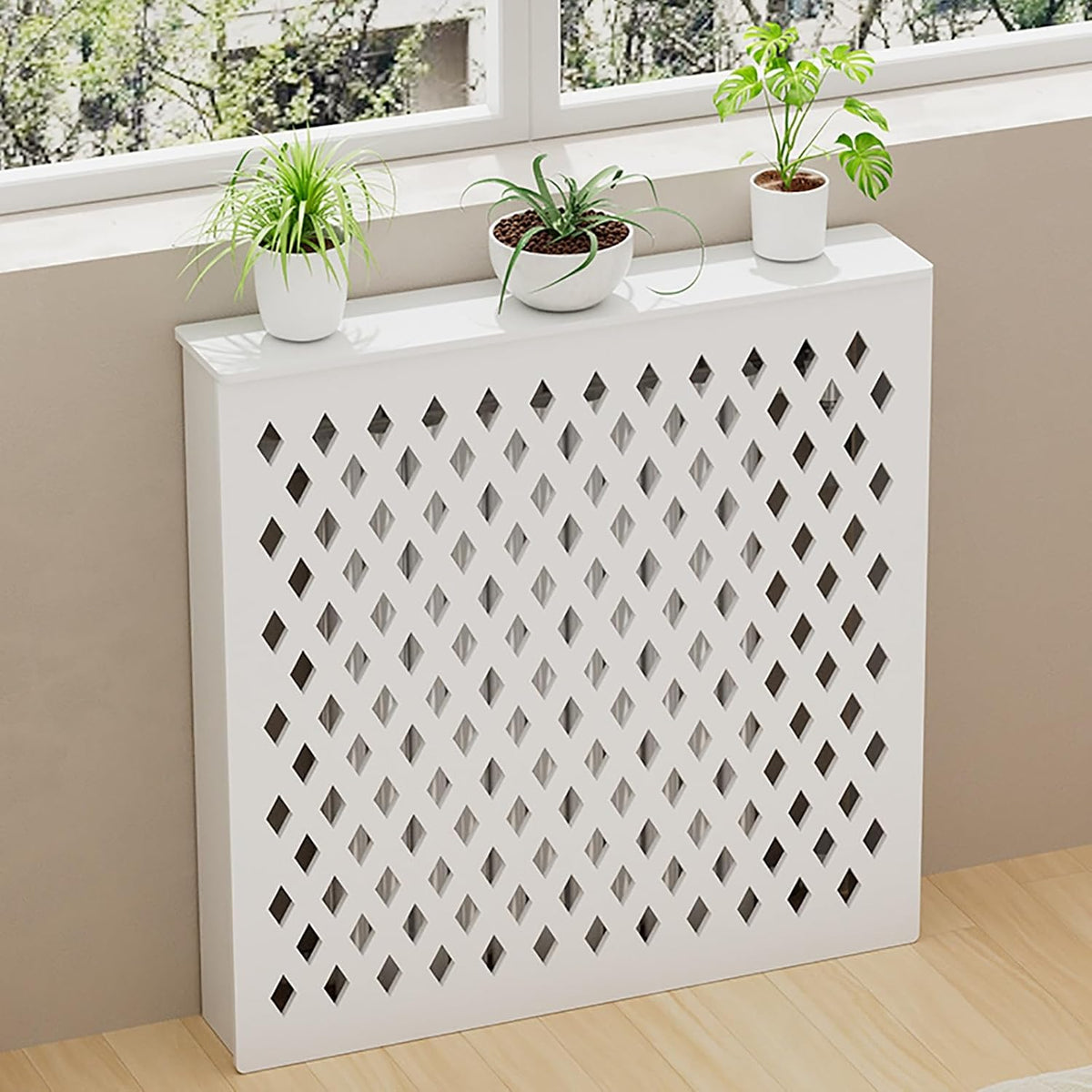 Cache-radiateur, 100 cm, blanc, pour le salon