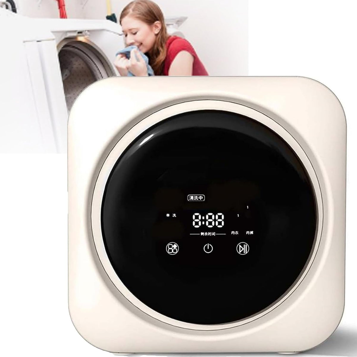Lave-linge séchant, 3 kg, portable, frontal, 4 programmes