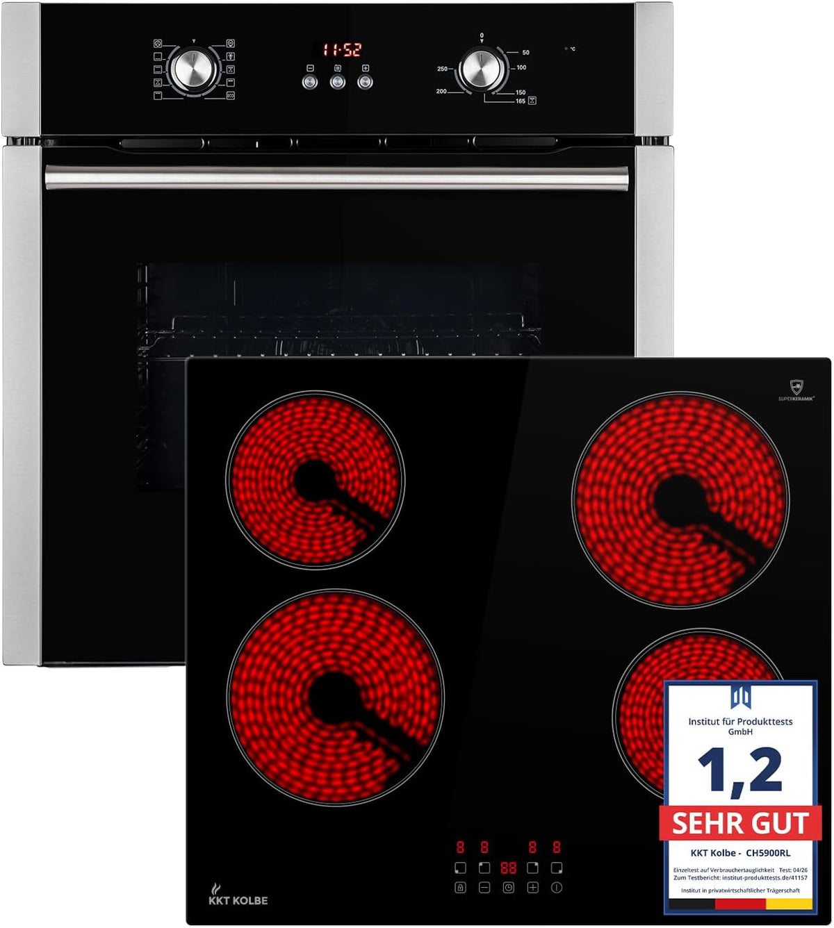 Ensemble four et plaque de cuisson BO8805SS, 60 cm, encastrable, KKT KOLBE