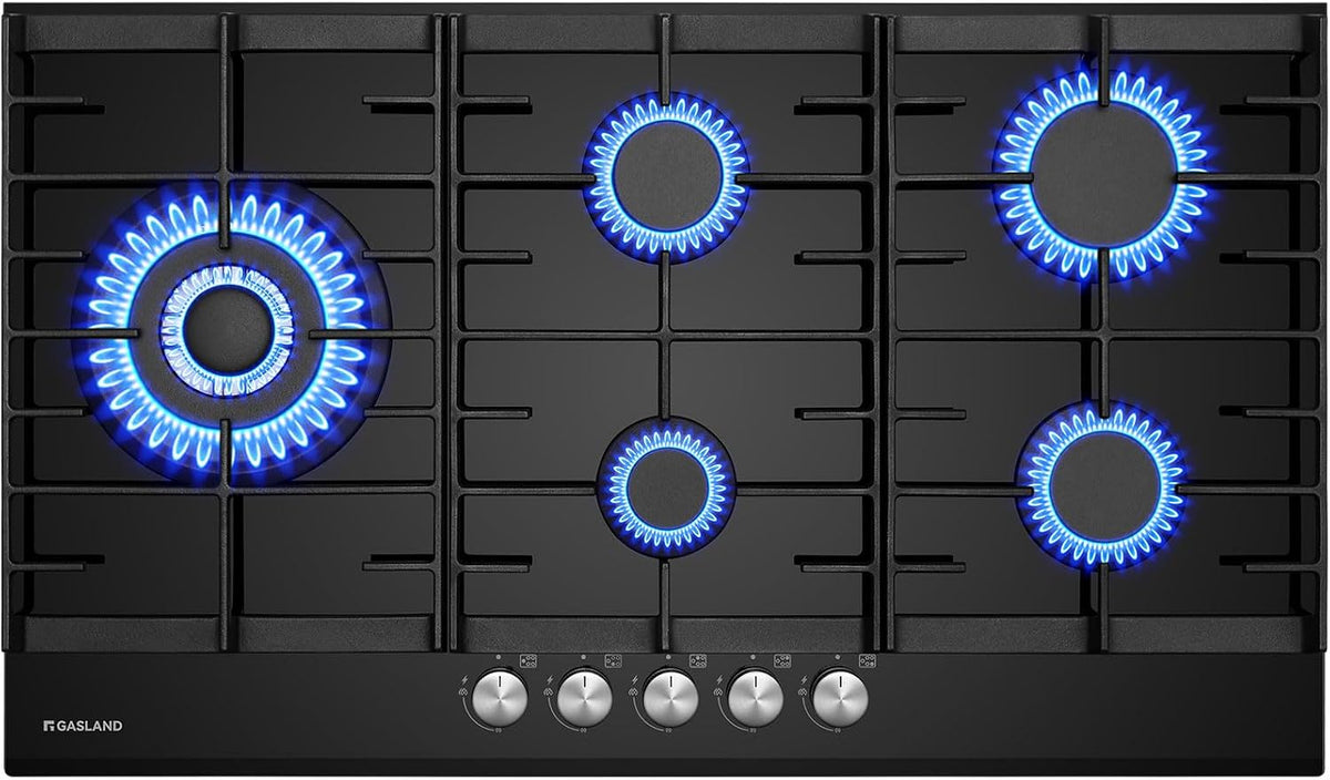 Cuisinière GH2905BG1FC, 87 cm, 10400 W, noir, à gaz, encastrable, vitrocéramique, 5 feux, GASLAND