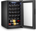 Cave à vin, 220 V, 50 Hz, 70 L, avec éclairage LED, métal, verre, noir, 24 bouteilles, Wintem