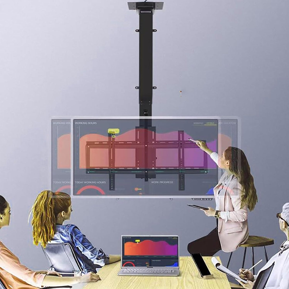 Support TV, 600 × 400 mm, 75 pouces, avec télécommande