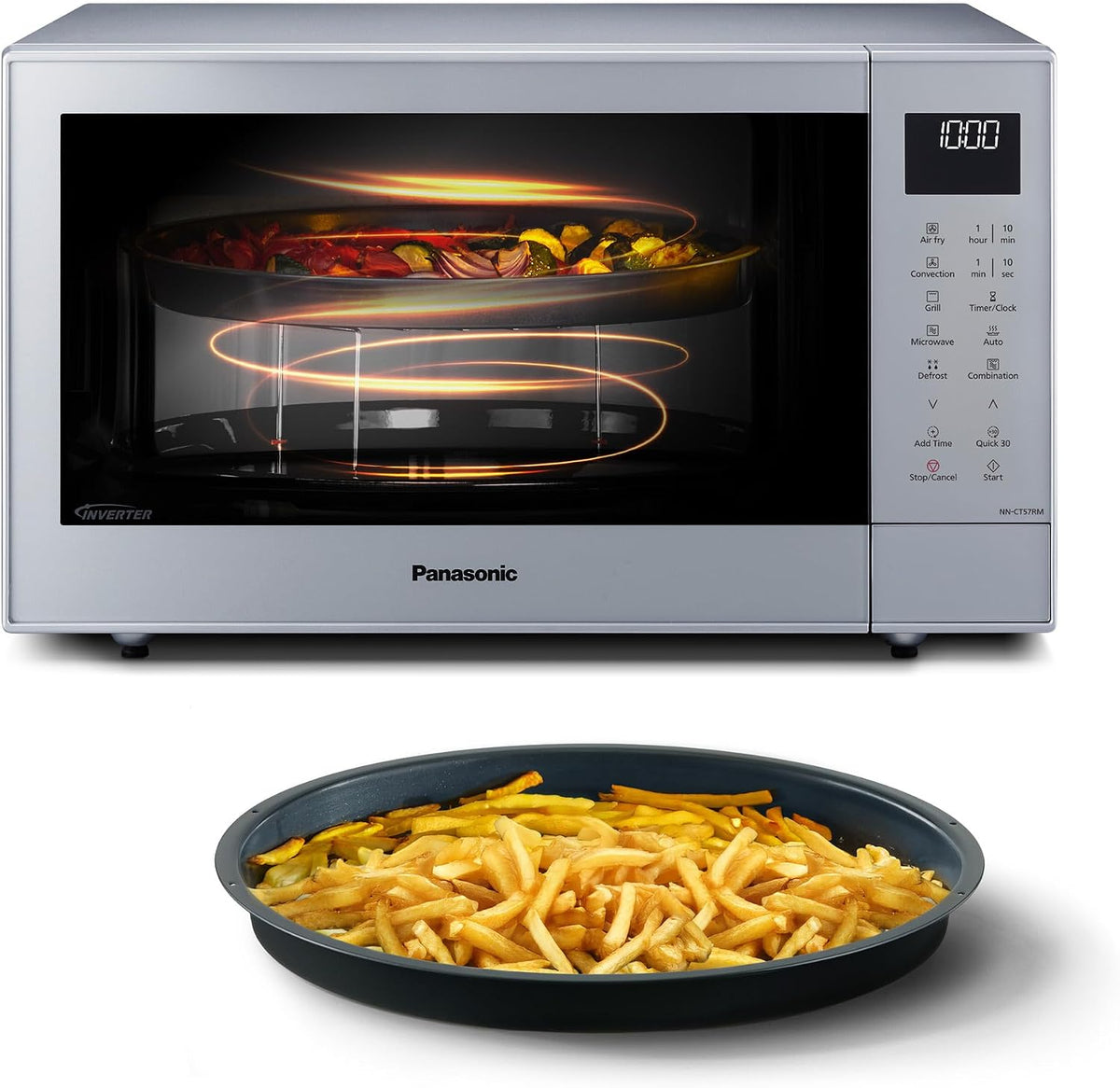 Four à micro-ondes NN-CT57RMEPG, 36 × 35 cm, 27 L, 1000 W, 1300 W, argent, 19 programmes, Panasonic