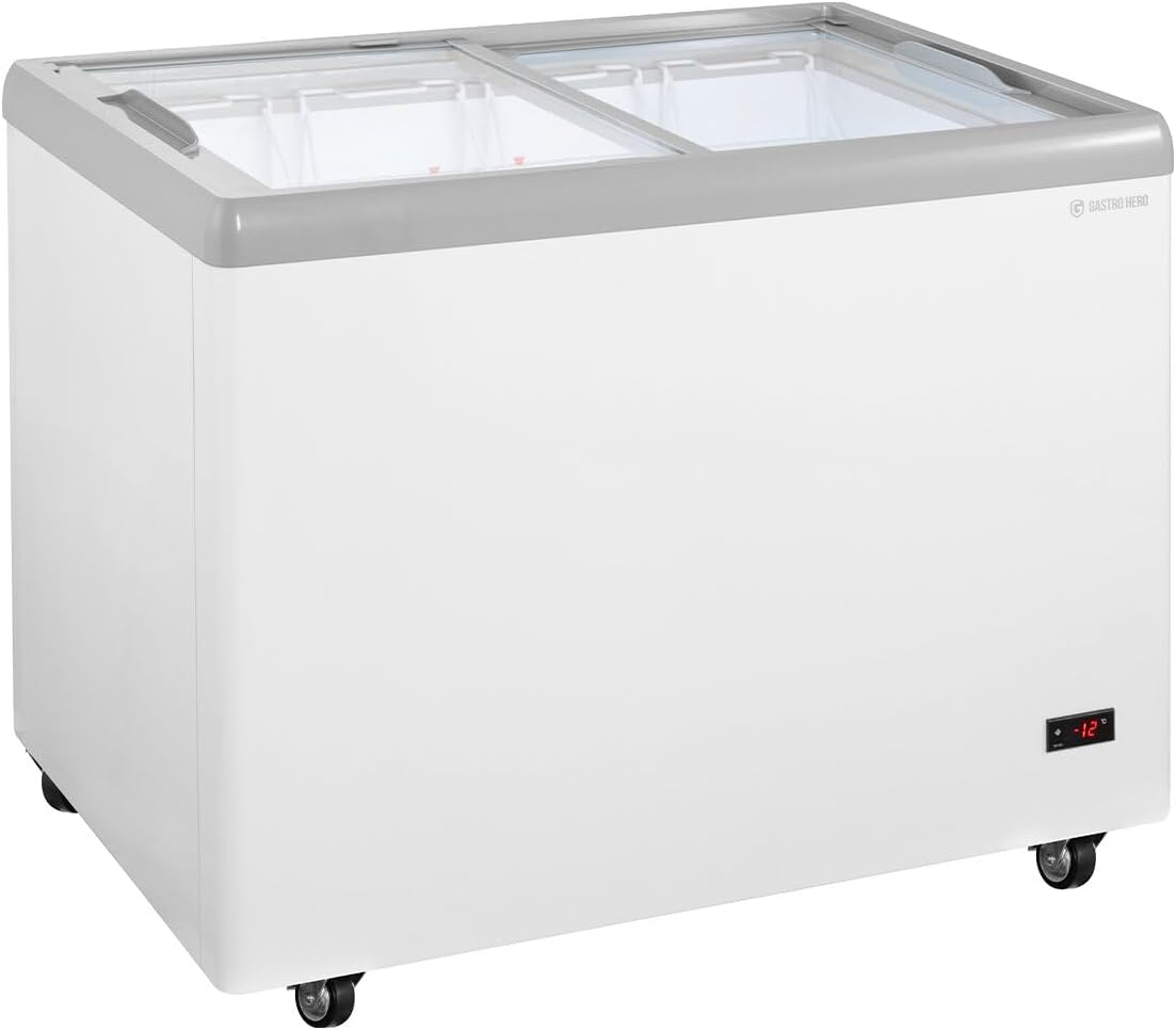 Congélateur, 284 L, –18 °C, avec éclairage LED, verre, GastroHero