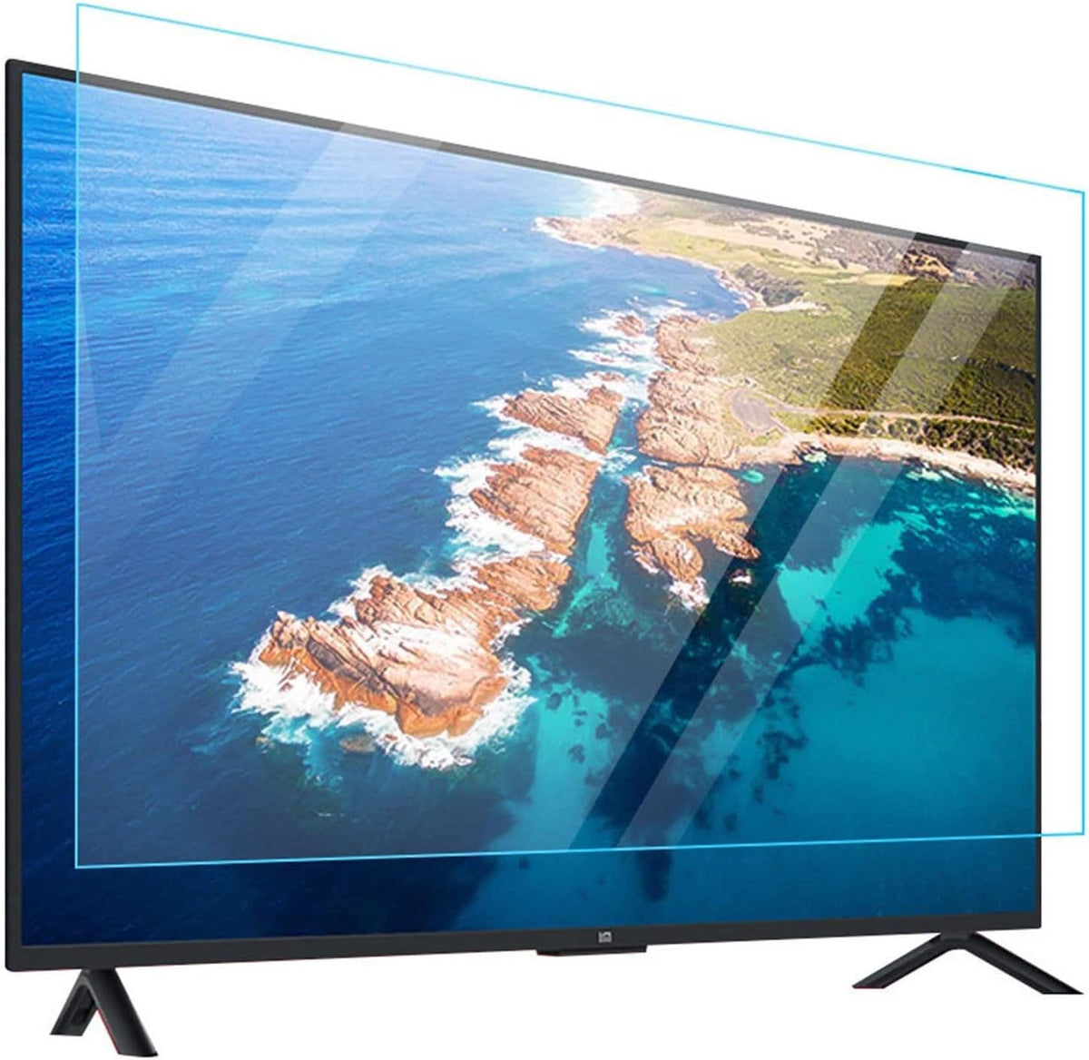 Protection d'écran TV, 1056 × 596 mm, 75 pouces, avec éclairage LED, bleu, KELUNIS