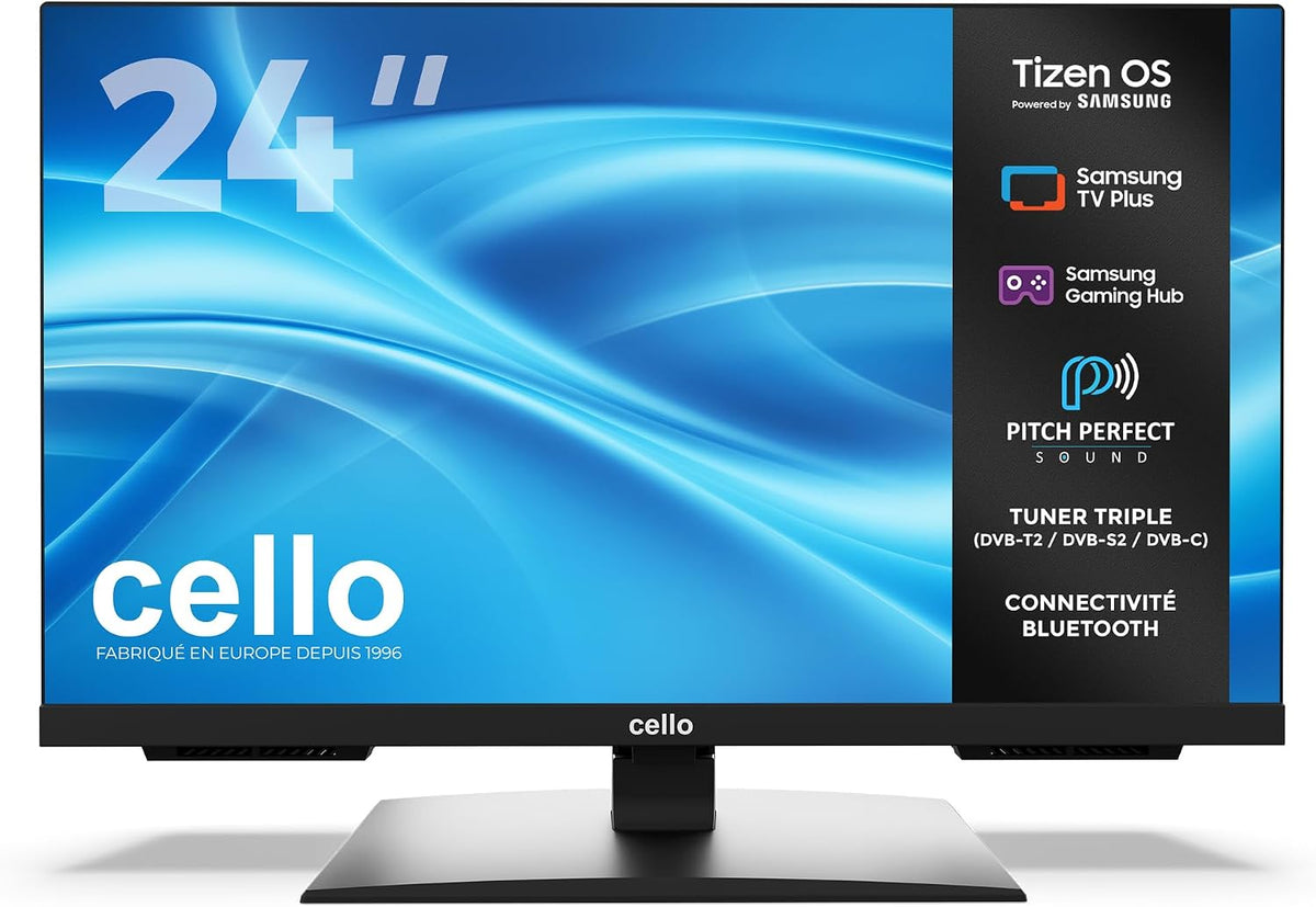 Téléviseur C2426TZH, 24 pouces, avec éclairage LED, commande intelligente, Bluetooth, pour la cuisine, pour la chambre, Cello