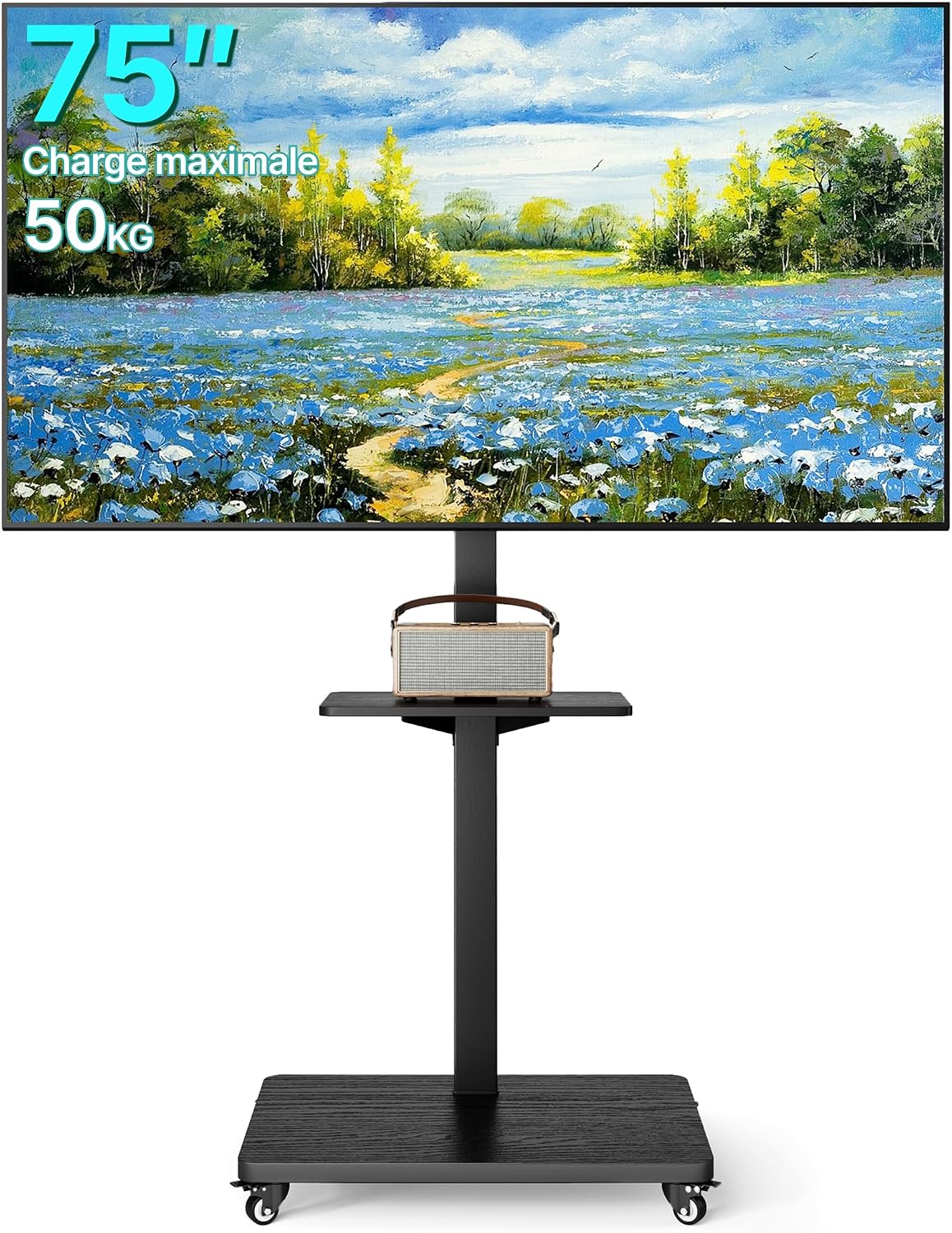 Support TV, 400 mm, 75 pouces, réglable, noir, PEGZONE