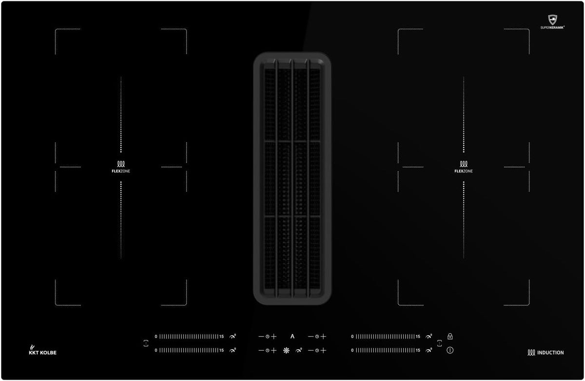 Table de cuisson IND800DRAFT, 80 cm, 7 kW, induction, 4 zones, 15 niveaux, 2 zones, KKT KOLBE